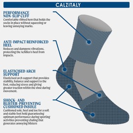 CALZITALY PACK 2-3-4 PAIRS Cushioned Crew Socks, Workout Training Walking Tennis Padel Gym Trekking Hiking Socks, Breathable Cotton Socks |MADE IN ITALY (5.5-8, 6 without Stripes - ASS)