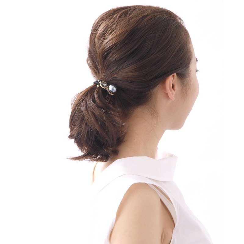 VingTAINE H-638-GY Bijou, Large Pearl, Hair Elastic Noble, Antique Style,