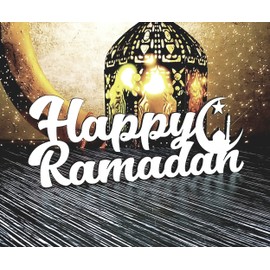 Melis Deko-Schriftzug - Happy Ramadan – Schild aus Holz in weiß – 30cm
