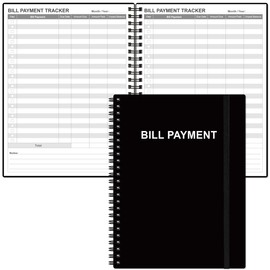 Bill Payment Tracker Notebook - Monthly Bill Organizer & Planner for Personal Budgeting Financial, Payments Checklist Organizer, 8" x 10.5", Black