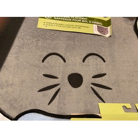 Greenbrier kennel club 3 Cat Food Bowl Mat.  Light Blue, Gray  and Light Green  Whiskers, new with tags