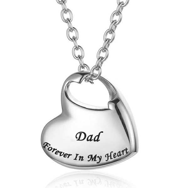 Gisunye Cremation Urn Necklace for Ashes Urn Jewelry, Forever in My Heart Carved Stainless Steel Keepsake Waterproof Memorial Pendant for mom & dad with Filling Kit