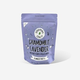 Steepers Only Slumber Party Tea Chamomile Lavender (10 Biodegradable Sugar Cane Fiber Bags) Caffeine Free for relaxing, winding down, or bedtime, with butterfly pea flowers 3 gram bags
