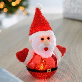 WeRChristmas Santa with Colour Changing LED Body Christmas Decoration, 15 cm - Multi-Colour
