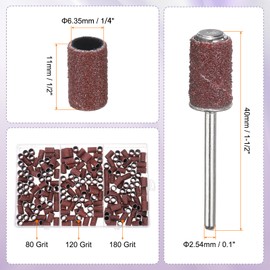 HARFINGTON 211pcs Small Sanding Bands 80/120/180 Grit for Nail Drill Bits Mini Sanding Band with 2.35mm Mandrel for Nails Gel Manicures Brown