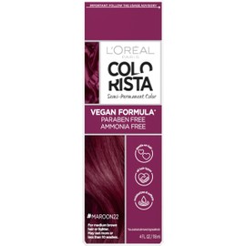 L'Oreal Paris Colorista Semi Permanent Hair Color for Brunettes, Color Depositing Hair Mask Formula, Maroon