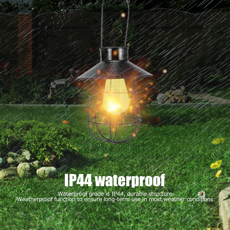 Solar Lantern Waterproof Hanging Light Outdoor Iron Art Hollow LED
