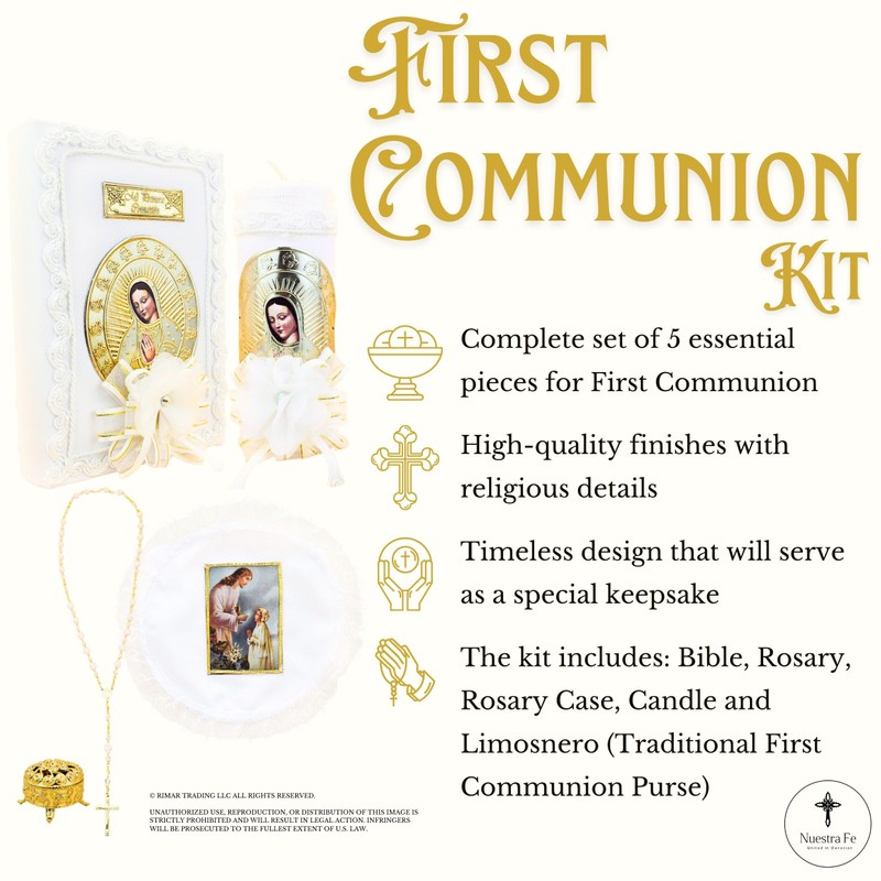 First Communion Bible and Candle - Biblia y Vela de