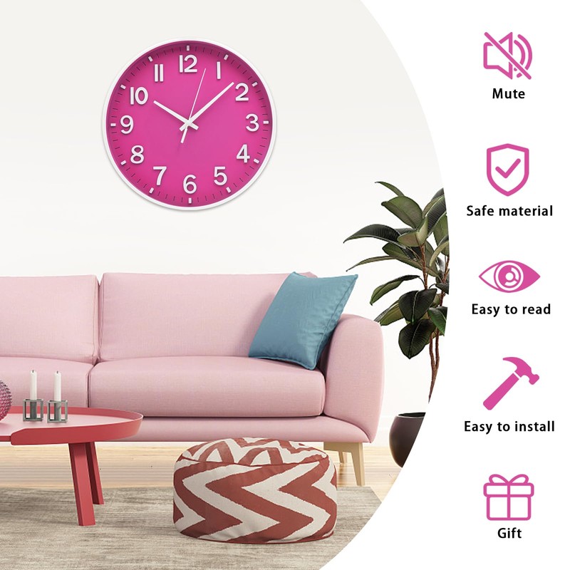 HZDHCLH Wall Clocks Battery Operated 12 inch Silent Non Ticking