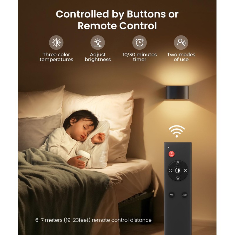 FULEN 4 Pack Motion Sensor Wall Lamp with Remote Control