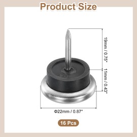 sourcing map 16 Pcs Nail-on Furniture Sliders, 7/8"(22mm) Iron Round Furniture Pads Hardwood Floor Protectors for Chair, Table, Desk, Cabinet Leg Feet Non Slip Glides, Silver