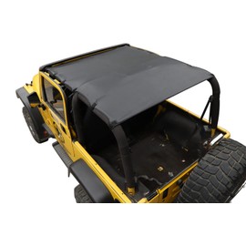 YOCTM Compatible with Jeep Wrangler TJ 1997-2006 Bikini Top Sun Shade Cover - Black PU Leather UV Protection Waterproof Cover for Front & Rear Passengers