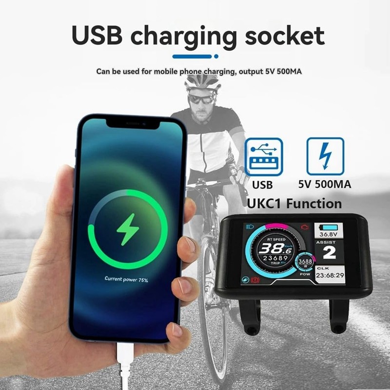 Snblzhef TFT-UKC1 Electric Bike LCD Display Colorful Screen for UART2