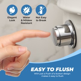 RAVINE Plastic Push Button Flush Lever - Side Mount Toilet Flusher Replacement w/ 8" Arm - Chrome Polished Universal Handle Compatible w/Most Tanks