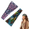 Hawaiian Bandana Wide Boho Headbands for Girls Women Non Slip Soft Cotton Boho Bandana Headbands for Girls Women Hawaiian Hair Accessories for Thin Short Hair Band for Makeup Face Wash Headband 2 Pcs