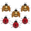 Set of 6 Metal Ladybird & Bee Garden Wall Art