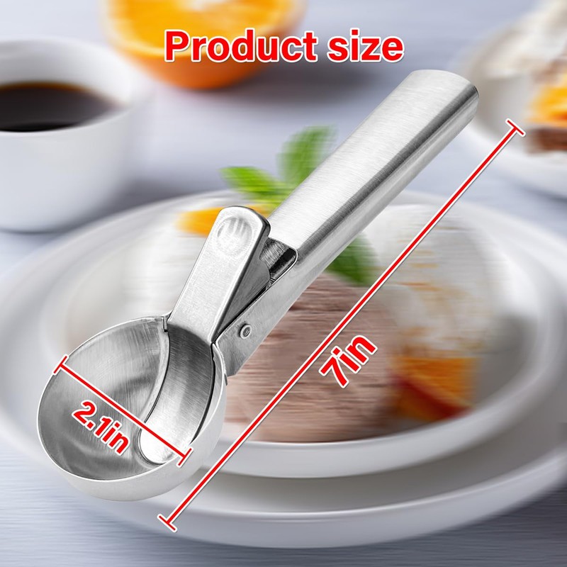 Ice Cream Scoop,Portable Stainless Steel Ice Cream Scoop with Trigger