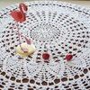 USTIDE 80cm White Round Handmade Crochet Sunflower Tablecloth Cotton Lace