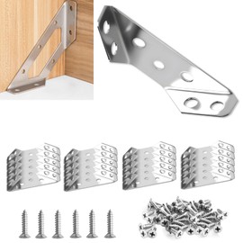 20PCS Stainless Steel Corner Connector, Brackets for Wood, Triangle Angle Brackets with Screws, Heavy Duty Corner Bracket for Wood for Table Cabinet Desk Chair Shelf and Furniture Repair Projects