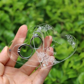 EIFLR Engraved Wedding Ring Boxes for Ceremony Acrylic Ring Bearer Box for Wedding Proposal Engagement (Heart-Shaped C)