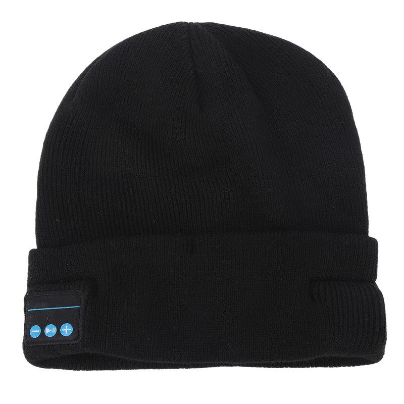 LED Beanie Hat with Headphones Wireless Black Musical Knitted Cap
