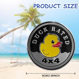 Duck Car Emblem Metal Car Badge Stickers for Jeep Wrangler, Motorcycle, Truck, 4 x 4 inches, Silver, Exterior Emblems Badge Compatible Vehicle Decals