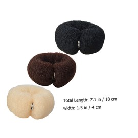 SAFIGLE 3Pcs Hair Bun Makers Convenient Nylon Donut Bun Holders for Women Easy to Use Hair Styling Tools for Fluffy Buns Includes Black and Colors