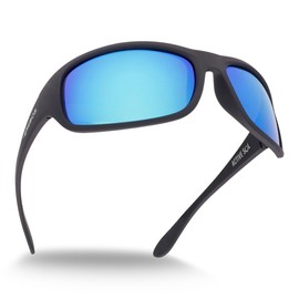 EREBOS Sunglasses Category 4 - Extra Dark for Men & Women, Polarised, Mirrored Glacier Goggles CAT 4, UV 400, Glasses for Photosensitive Eyes, Size M, blue mirrored
