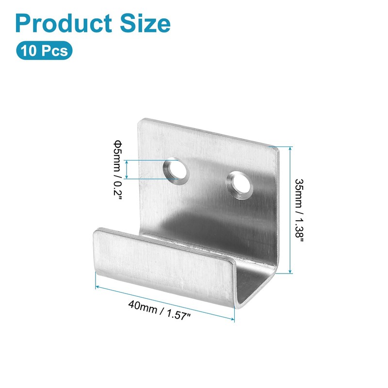 uxcell 10Pcs Mounting Bracket, 40x35mm Stainless Steel Tile Display Wall