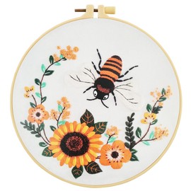 Esffaci Embroidery Starter Kit for Adult Beginner with Mushroom Snail Plant Pattern Hand Embroidery Set with Embroidery Cloth Hoop Needle Threader Embroidery Floss and Instruction