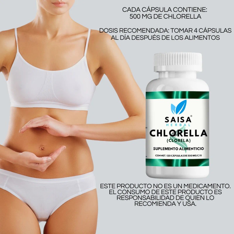 Alga Chlorella Orgnica 120 Cps Suplemento Alimenticio Saisa Herbal Detox,