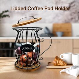 Coffee Pods Holder Organizer, Large Capacity Nespresso Storage and Organization Creamer Container Basket for Kitchen Counter Countertop Office Kpop Desktop Stand organizador de cafe (with Lid)