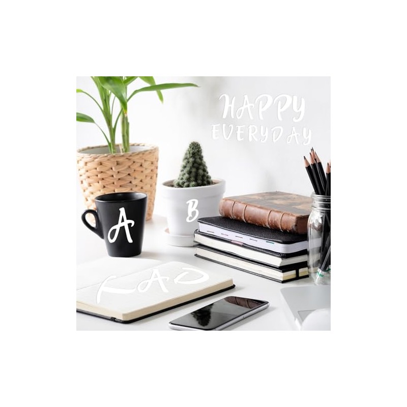 TaoBary 416 Pcs White Letter Stickers, 8 Sheets Cursive Alphabet