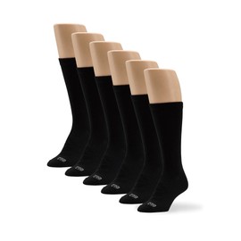 No Nonsense Women's ExpanTech Recycled Polyester Crew Sock, Black - 6 Pair Pack, 4-10
