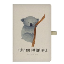 Mr. & Mrs. Panda DIN A5 Baumwoll Notizbuch Koalabär - Geschenk, Notizen, Tiere, schlafen, Schreibbuch, Skizzenbuch, träumen, Tiermotive, lustige