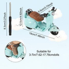 Doll Scooter Toy with Lights & Music, Rotating Interactive Motorcycle Model Toy Vehicle Fun Desktop Decor Accessories for Doll Collectors (Blue)