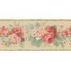 Brewster 499B03079 Beige Floral Border Wallpaper, Browns