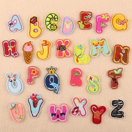 Bymivofun 26 Pieces Kids Letters Cartoon Patches A-Z Alphabet Animal Patches for Name Iron on Sew on T-Shirt Jeans Clothes Bag