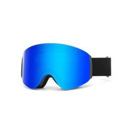 YondestStars Flip Up Ski Goggles, OTG Snow Goggle, Clamshell Anti Fog UV Protection Interchangeable Lens, Snowboard Goggles for Adult Men Women Youth - Blue Lens(VLT 19%)