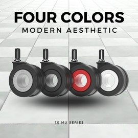 Enso Motion Office Chair Replacement Caster Wheels, 70 Mu Series - Red (Set of 5)