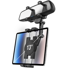 woleyi Soporte Tablet Espejo Retrovisor para Coche/Camión [Giratorio y Retráctil] Porta Móvil Carro Retrovisor 4 Esquinas Mejoradas para Pro Air Mini, Phone, Galaxy Tab, Dispositivos de 4.7-13 Pulgada