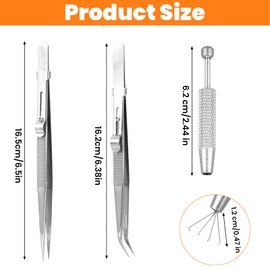 3 Pcs Diamond Holder Pick up Tool, Jewelers Holder Pick up Tool Stainless Steel Tweezers Beads Jewelry Grabber Tool Tongs Tweezer Grabber for Jewelry Making Tiny Objects IC Chip Electronic Components