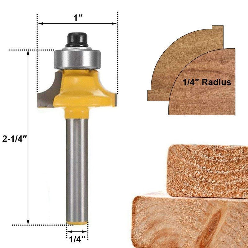 Bestgle 4 Packs 1/4 Inch Shank Roundover Edging Router Bit