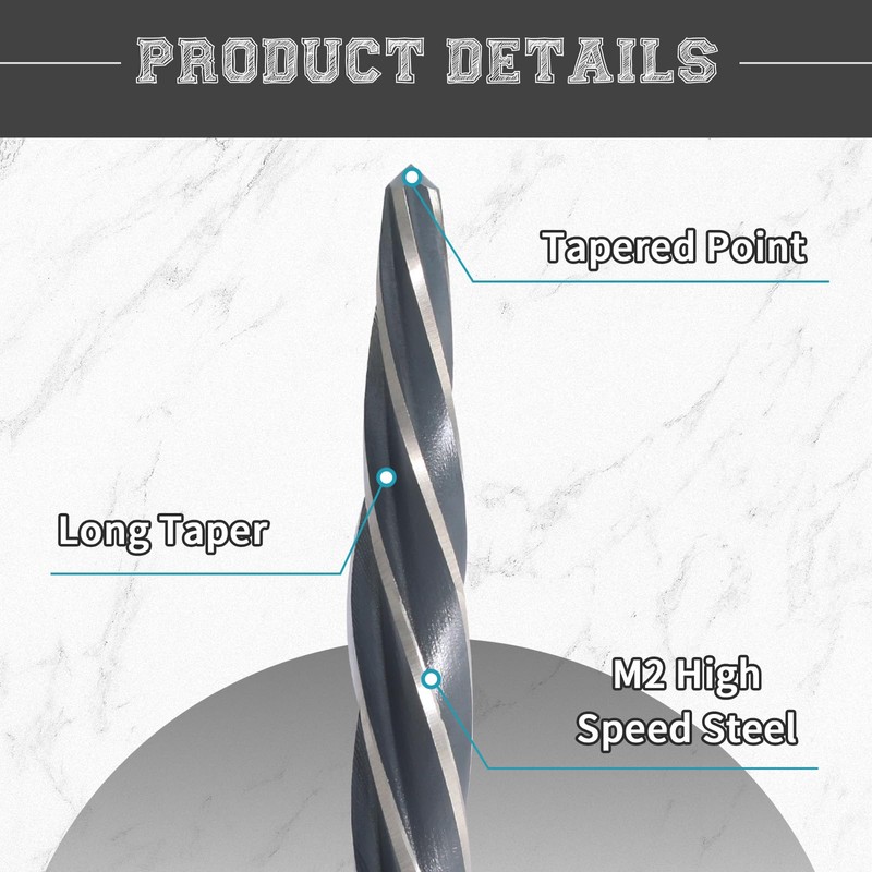 vibedor 3/4" Durable Reamer Drill Bit, M2 HSS Taper Chucking