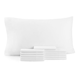 Arkwright Bulk Queen Pillowcases - Pack of 12, 100% Cotton Sateen Standard Size Pillow Cases with Envelope Closure, Extra Soft Bedding Essentials for Hotels, Guests, and Vacation Rentals, White