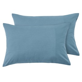 LINENOVA Luxury Cotton Blend Pillowcases (Set of 2) - Queen Size, Envelope Closure Soft and Breathable Pillowcases Set- 51x76cm-Dusty Blue