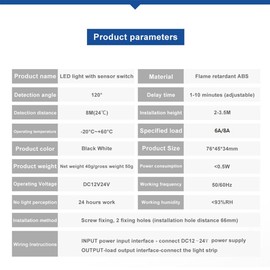 Elqater Automatic Sensor Switch IR Infrared Detector Light Switch Module DC 12 24V 8A for LED Strip