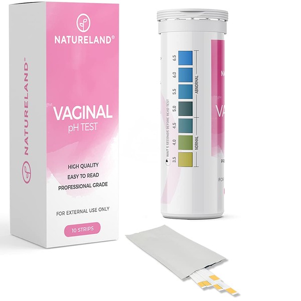 Natureland Vaginal Health pH Test Strips, Feminine pH Test, Value Pack | Monitor Vaginal Intimate Health & Prevent Infection | Accurate Acidity & Alkalinity Balance (10 Strips)