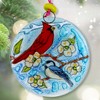 Cardinal and Chickadee Christmas Tree Ornament - Art Glass Light