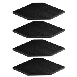 JJL Corner Shelves, 12 Inch Corner Shelf Wall Mounted with Wire Hole, 4 Tier 13.3 Inch Deep Wooden Corner Hanging Shelving for Wall Storage, for Speaker, Cable Box, Black